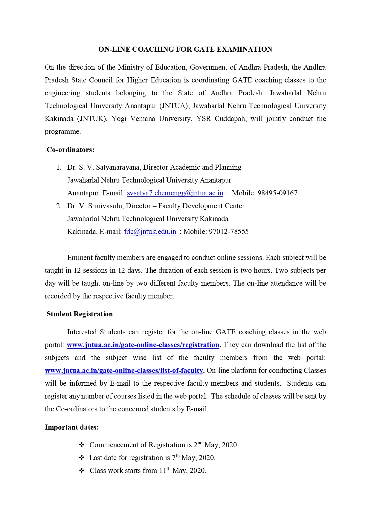 Free GATE Coaching by APSCHE