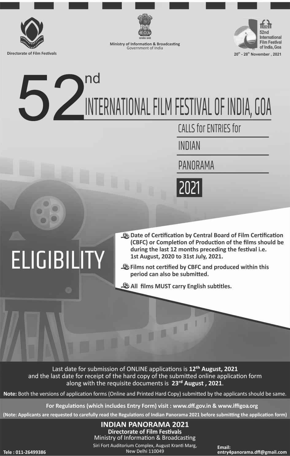 IFFIGoa announces call for entries for Indian Panorama, 2021
