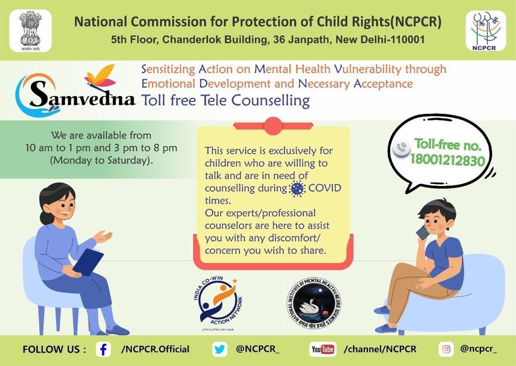 SAMVEDNA-Toll-Free Tele Counselling exclusively for children