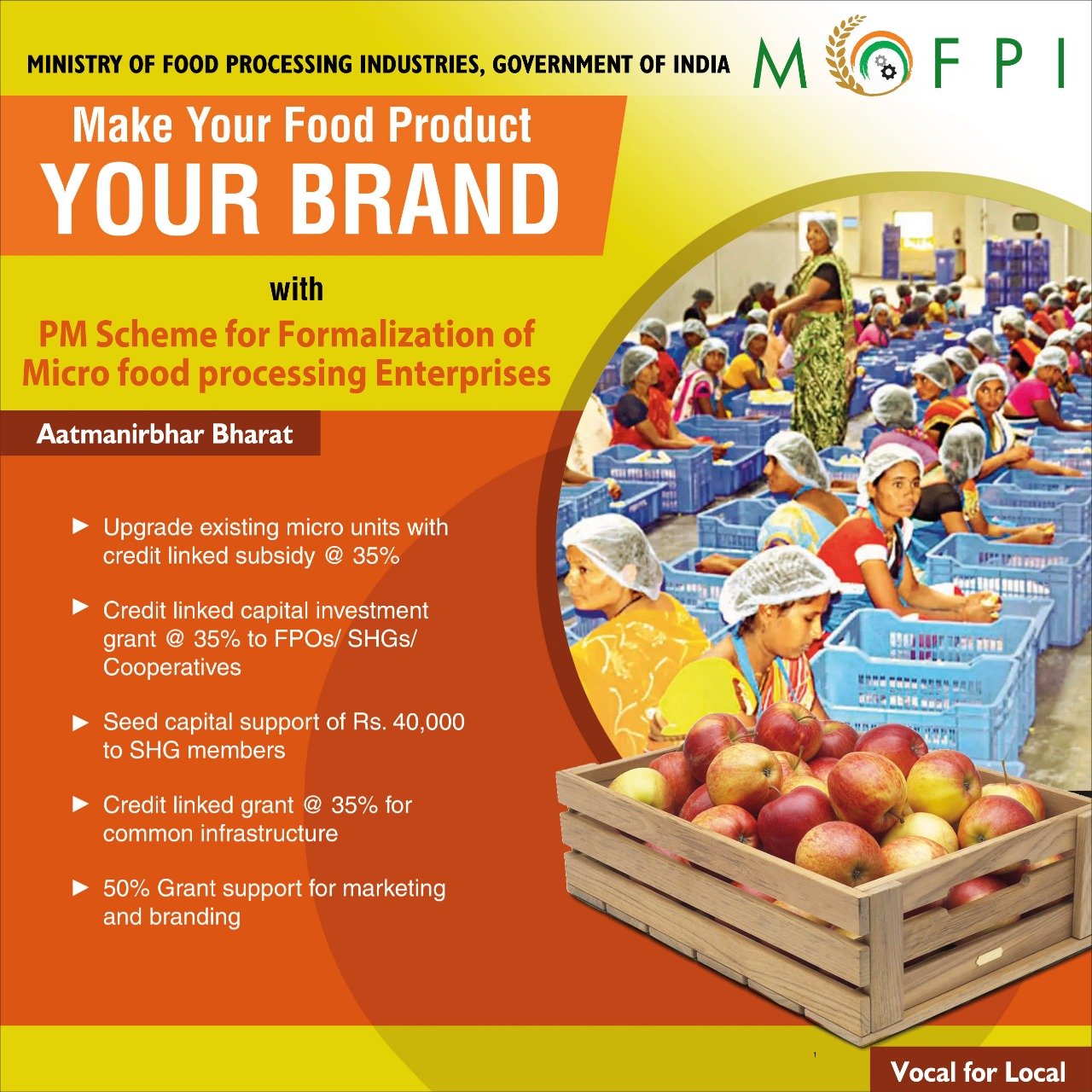 PMFME Scheme by Govt. of INDIA to encourage Micro Food processing Enterprises
