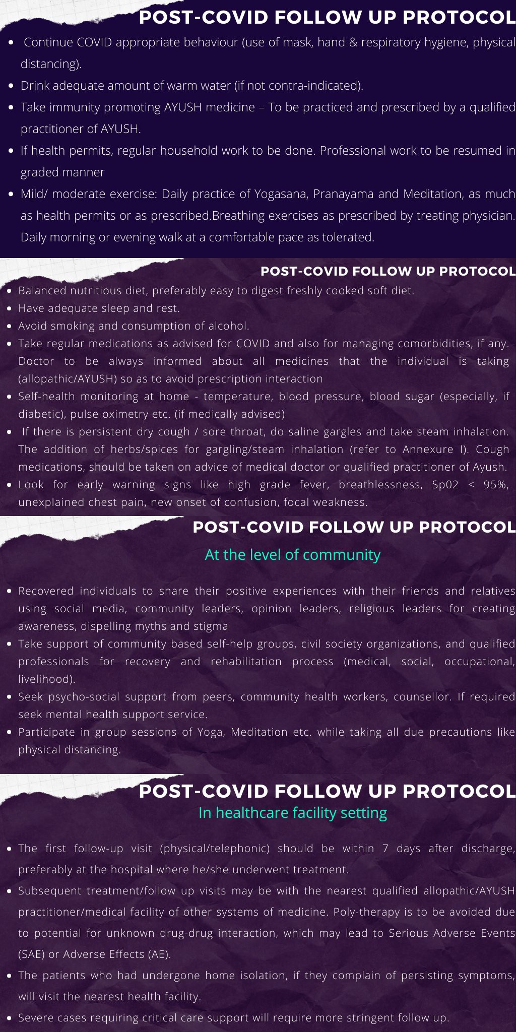 Health Ministry issued Post- COVID management protocol