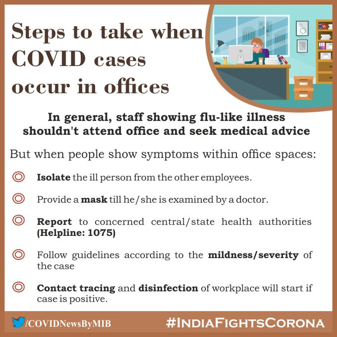 Steps to take when COVID19 cases occur in office